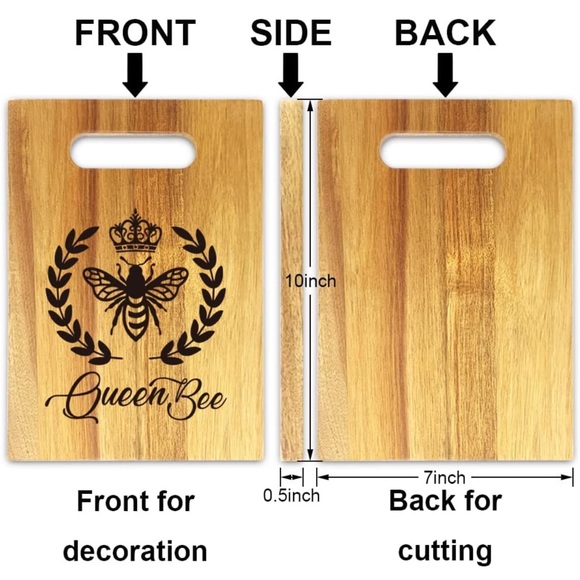 Queen Bee Cutting Board, Bee Kitchen Decor Gifts for Beekeeper Women, 7" x 10" - Picture 3 of 4